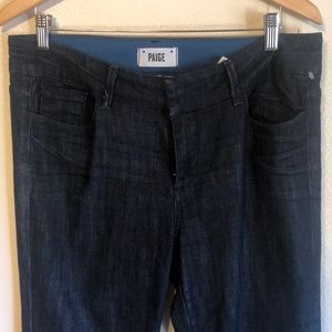 PAIGE dark wash flare jeans. 33” inseam. Size 32. EUC